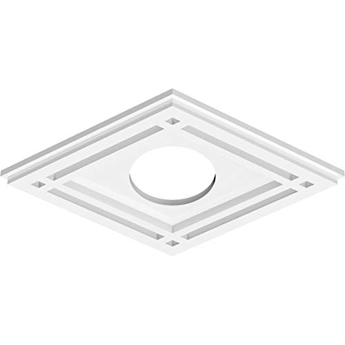 Image of Ekena Millwork CMP16X10DD-04000 Diamond Architectural Grade PVC Contemporary Urethane Ceiling Medallions 16 inchW x 10 5 /8 inchH x 4 inchID x 5 1 /2 inchC x 1 inchP