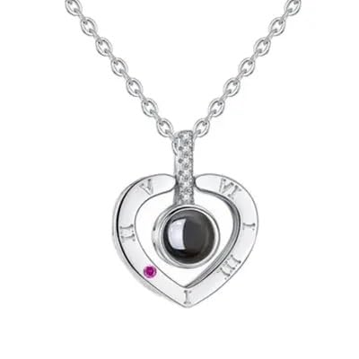 MEENAZ - Collar para mujer con colgante para mujer 'I love you' en 100 idiomas - Collar para niñas - Colgante de plata para mujer - Regalo para novia - Cadena larga