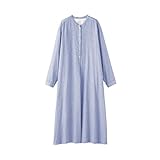 無印良品 婦人 カポック混 二重ガーゼ 長袖ワンピース レディース BC2PPA6S サックスブルーストライプ S