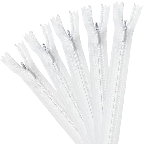 5 Stück unsichtbare Reißverschlüsse, 40 cm, Nylon-Reißverschlüsse zum Nähen, verdeckter Reißverschluss für Nähzubehör, Kissen, Röcke, Hosen, Kleidersäcke (Weiß)