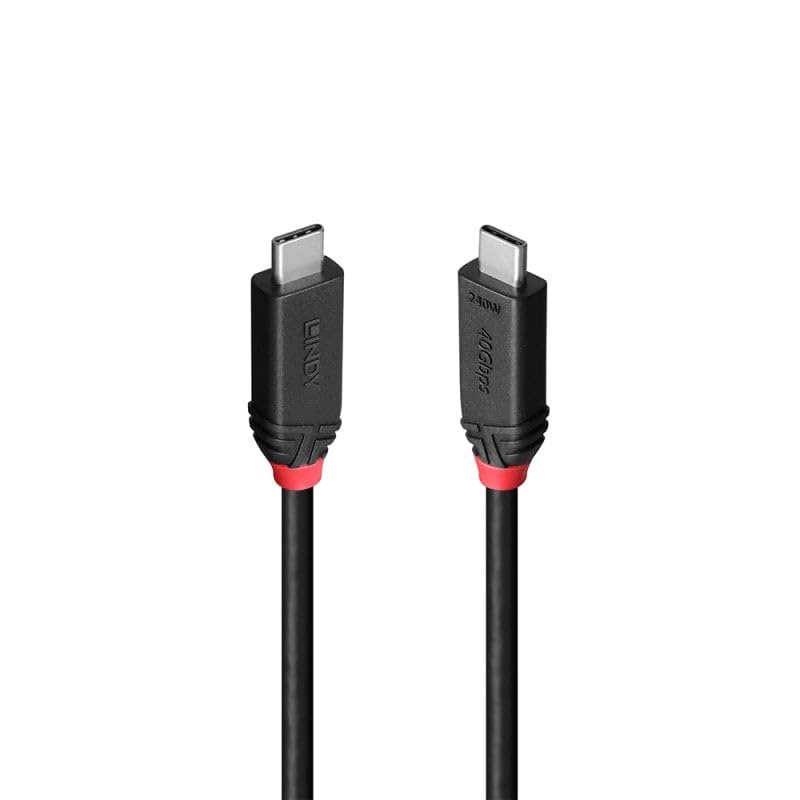 LINDY 37001 Câble USB4 240 W type C, 40 Gbit/s, Black Line 1 m