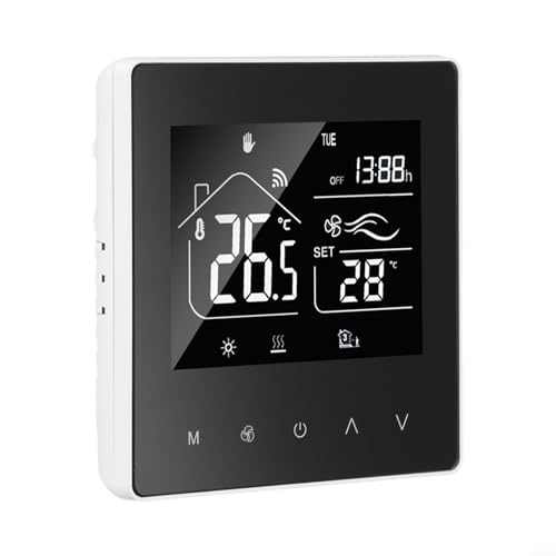 Gdfnmogo Termostato WiFi para aire acondicionado y calefacción por suelo con control de aplicación móvil, compatible con asistente de voz, horario semanal programable y bloqueo infantil, para sistema