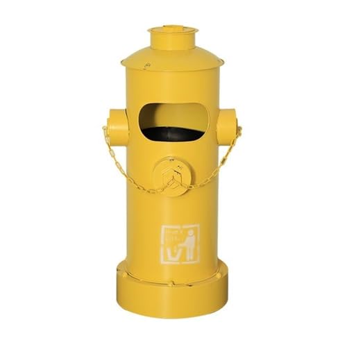 Basurero comercial de hierro forjado amarillo con gran capacidad para exteriores
