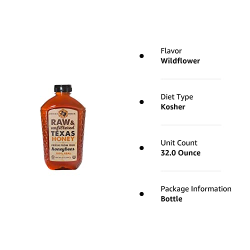 Desert Creek Honey Raw, Unfiltered, Unpasteurized Texas Honey, 2 Lb., 32 Oz. #TOP7