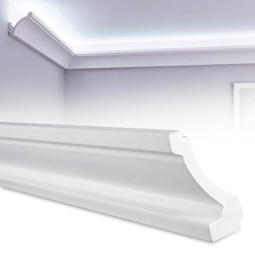 Image of Pushglossy 8 Pc 47.2 inch(Total 31.5Ft) Ceiling Crown Molding with LED Duct Kit