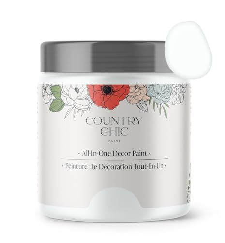 Country Chic All-in-One Chalk Paint for Furniture, Cabinets, Home Decor, Eco-Friendly, Matte Finish, Built-In Primer & Top Coat for Wood, Metal - Simplicity (White) - 8 oz (237 ml)