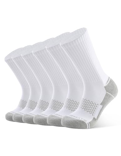 CLOSEMATE 6 Pares Calcetines Deporte Largos Hombre Deportivos Antiampollas Altos Antisudor Antideslizantes Transpirable Compresión Para Running Senderismo Trekking Ciclismo(6BlancoGris,M)