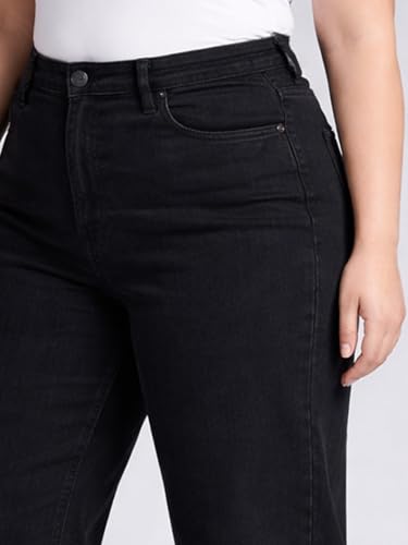Image of Style Quotient Women Plus Size Black Wide Leg High Rise Stretchable Jeans