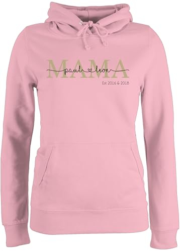 Pullover Damen Hoodie Frauen - Mama mit Namen Kinder est I Geschenk Mama Muttertag I Mutti Geschenkidee Mom I Mum Geburtstag I Weihnachten - M - Hellrosa - Geschenke für mütter mutterzagsgeschenke