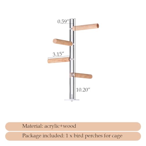 La-La-Pet-Natural-Wood-Bird-Perch-Stand-with-Acrylic-Standing-Pole-Bird-Standing-Perch-Parrot-Perch-Stand-Bird-Perch-Stand-Toy-Parakeet-Perch-Stand-for-Bird-Cage-Decor