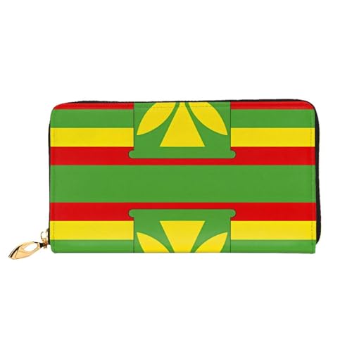 OUInbvv Cartera de mano con diseño de bandera hawaiana nativa con cremallera de metal para pasaporte y cheques, compartimentos de diseño suave y ligero