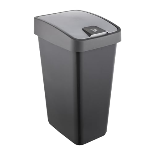 keeeper Premium Abfallbehälter mit Flip-Deckel, Soft Touch, 45 l, 40 x 30 x 61,5 cm, Magne, Grau (Graphit)
