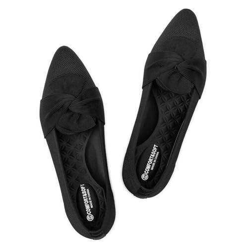 Image of Frank Mully Women's Casual Loafer Flats Slip On Loafer Shoes Comfortable Knit Flat Shoes Classics Pointy Toe Loafer Flats,for Work,Travel
