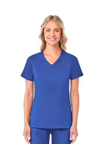Maevn Women's Blossom Curved V-Neck Top(Royal Blue, XX-Large)