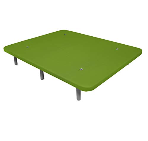 Duérmete Online Base Tapizada 3D Reforzada | Anti Ruido con 5 Barras de Refuerzo | Válvulas de Ventilación | 6 Patas de Altura 35cm, Verde, 90x190