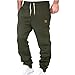 Sweatpants for Men Workout Drawstring Fall Winter Fleece Jogger Pants Fashion Elastic Waist Casual Athletic Trousers Dark Green