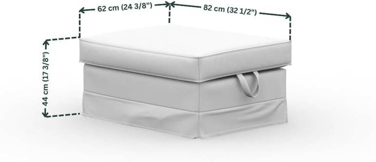 comfortly Cover for Ektorp Ottoman Footstool, Replacement Slipcover, Heavy Duty 2 pcs Cover, Soft Durable Washable Fabric, Easy to Clean & Replace (Crown - Ocean Blue)