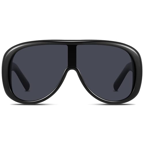 GRFISIA Trendy Oversized Shield Sunglasses for Women Men Retro Thick Aviator Shades Fashion Sunnies for Driving Travel UV400