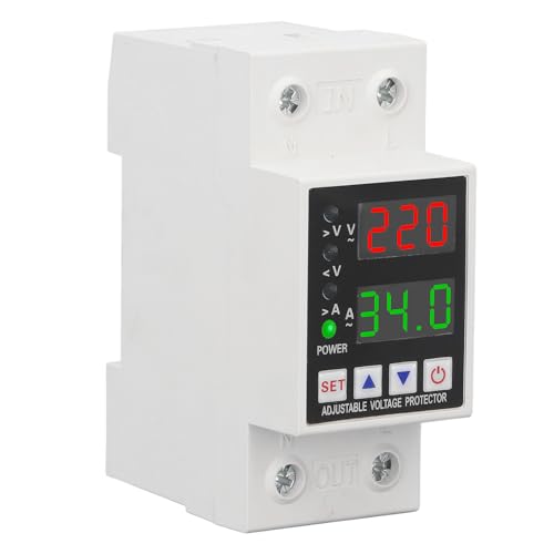 Omquot Digital Voltage Protector, Dual Display Surge and Under Voltage Protection Device for Home Security, PC Hardware (63A)