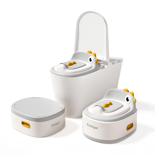 Kindsgut 3-in-1 Toddler Potty Training Toilet,Removable Seat with Dinosaur Design,Sturdy