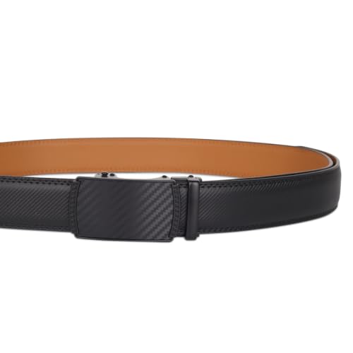 Image of Aurolran Men&Womens Leather Dress Belt Business Automatic Buckle Belt Color-Black Silver Gold