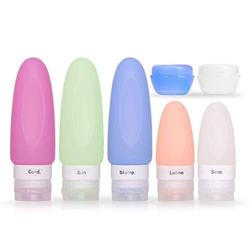 ZOADLE Travel Bottles Set for Liquids - TSA Approved Leak Proof Silicone Cosmetic Travel Containers with Labels and Clear Travel Bag, for Shampoo, Conditioner, Lotion, Toiletries (3 oz + 1.25 oz)