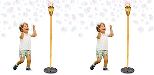 Image of Tiki Torch Bubbler - Valentine's Bubble Machine with Lights and Music, Bubble Blower and Wand, Rechargeable Outdoor Toy for Kids Teens Birthday Party, 4 Feet Tall, Includes 4oz Bubble Solution