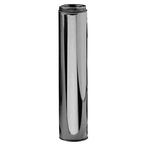 Selkirk 6" SureTemp 48” Long Chimney Pipe, Double Wall Stainless Steel Insulated Vent, Locking Band for Wood Stove, Fireplace, Furnace, Silver, 206148