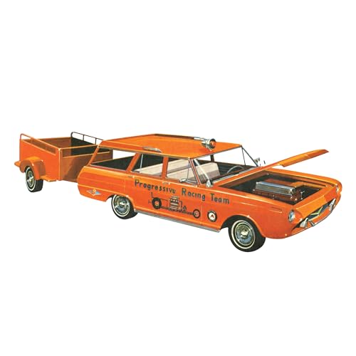 Kit Modelo 1:25 Chevy II Station Wagon 1963 con Trailer miniatura 1