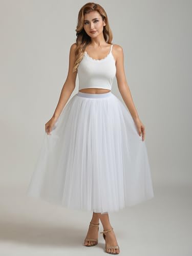 A line Tea Length Tulle Skirt for Party Prom Casual Wear3