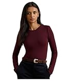 Lauren Ralph Lauren Womens Cotton-Blend Long-Sleeve Top Dark Garnet Small