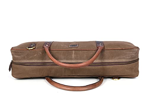 Aaron Leather Goods Canvas Leather Chef Knife Bag with Adjustable/Detachable Shoulder Strap (Seaweed, Canvas) - Image 3