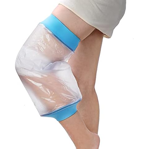 Asunby Knee Cast Cover for Shower Waterproof Bandage Cast covers Protector for Knee Replacement Surgery, Wound, Burns Watertight Protection Reusable Cover