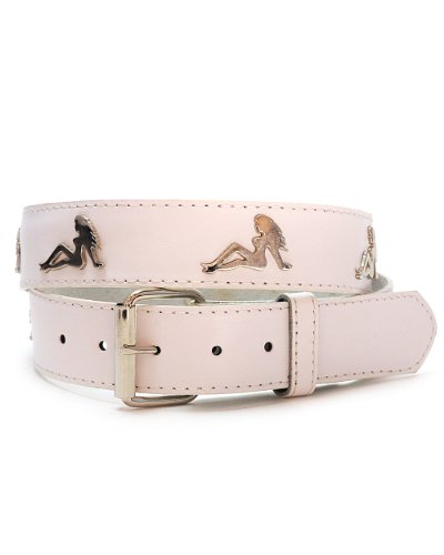 NYFASHION101 Faux Leather Belt with Silver Sexy Woman White-XL
