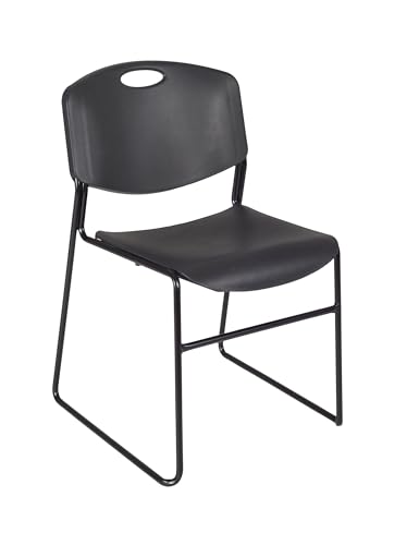 Image of Regency Kobe 60 x 24 in. Mobile T-Base Training Table- Cherry, 2 Zeng Stack Chairs- Black