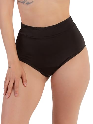 La Mujer Eco | Bikini para Menstruacion Tiro Alto | Flujo Moderado (FR/ES, Letras, XXL, Regular, Regular, Estándar, Negro)