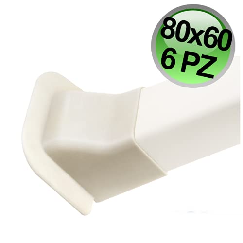 Wandanschluss gesenkt für Kabelkanal 80 x 60 mm - Komplettbox 6 Stück