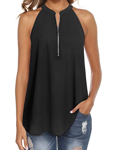 MOQIVGI Womens Trendy Dressy Casual Sexy Tank Tops Sleeveless Chiffon Blouses