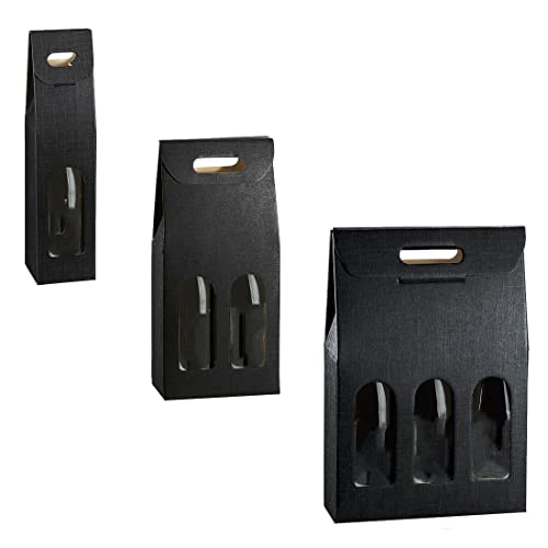 MAQA 3 pcs Boîte porte-bouteilles H 38,5 cm, Boîte porte-bouteilles en carton pour 1-2-3...