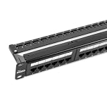 Tecmojo Cat6 24 Port Patch Panel, 19'' Network Patch Panel for Network Switch, 19inch Server Racks and Network Cabinets, 10G Support, Rack Mount, With Cable Management