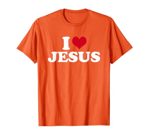 I Love Jesus I Heart Jesus T-Shirt, Men, Orange, Large