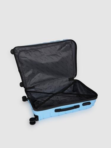 Image of TEAKWOOD LEATHERS Unisex 8 Wheels Trolley Bag, Hard Cabin with Zipper Closure, Adjustable Push Button & Cross Side Strap, Lock System 360 Degree (65 CM, Sky Blue)