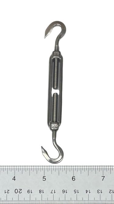 US Stainless Tensores para Cables de Acero 316 con Gancho y Gancho 3/16" Grado Marino miniatura 4