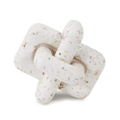 Image of Howard Elliott Collection Everlink Natural Stone Sculpture for Home & Garden Decor, Decorative Resin Figurine with Interlocking Travertine Texture for Home & Office Decor, White, 8 x 8 Inch