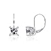 Platinum Plated Sterling Silver Lever back Earrings set with Princess Cut Swarovski Zirconia (2.48 cttw)