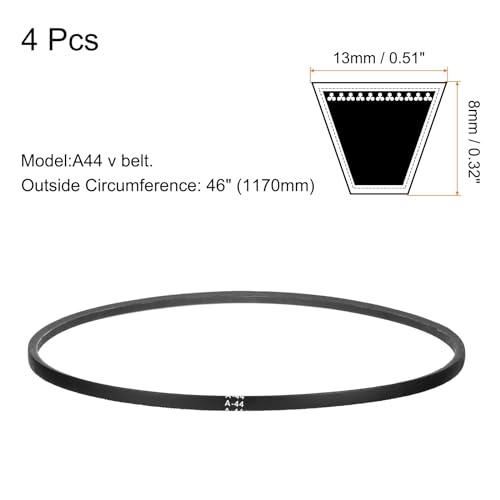 Image of uxcell 4pcs A44 or 4L460 Classic Wrapped Rubber V-Belt, 44 inch(1120mm) Inside Circumference, A Profile V Belt