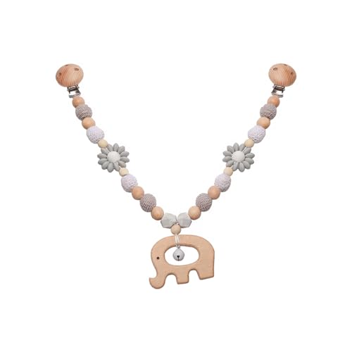 Ueiwffzo Kinderwagen Anhänger Baby Mobiles Kinderwagen Kette Für Babys, Kinderwagen Kinderwagenkette Aus Holz, Babymobile Kette Kinderwagen Zubehör Spielzeug Für Babys Junge Mädchen (Hölz Elefant)