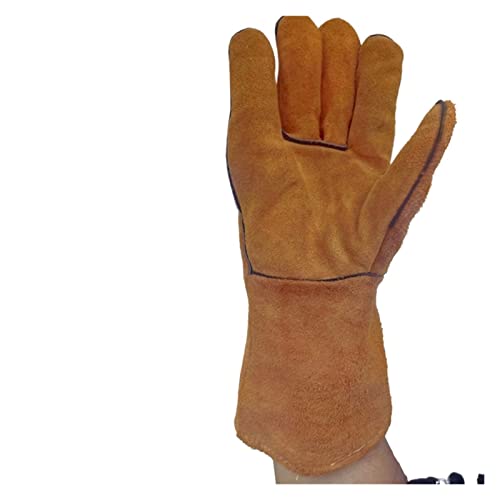 Gants de soudure en cuir jaune durable sécurité anti-chauffage for soudage outils à main métal