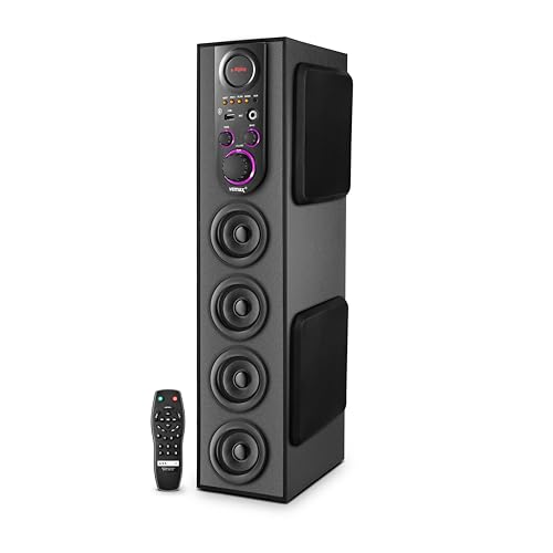 Image of VEmax Mauve 6.1 Channel Bluetooth Double Woofer 110W Tower Speaker with Karoake MIC Support, USB, FM (BIS Certified)