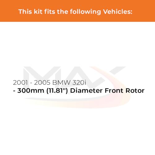 Image of Max Advanced Brakes Front & Rear Brake Kit Compatible With 2001 2002 2003 2004 2005 BMW 320i w /11.81 inch Front Rotor Replacement Geomet Coated OE Disc Brake Rotors and Ceramic Brake Pads